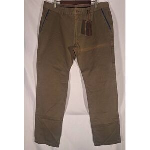 Borgo 28 Mens Houndstooth Chino‎ Olive Size 40 New Flawed